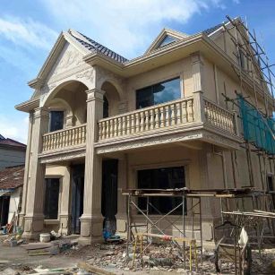 宿州 黄金麻花岗岩石材私人别墅雕花门楼柱阳台栏杆