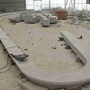 宿州 芝麻白花岗岩弧形花坛石，坐凳石