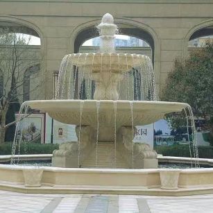 宿州 黄金麻花岗岩异型加工——户外庭院石雕流水喷泉