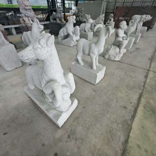 宿州 芝麻白花岗岩造型立体雕刻——十二生肖