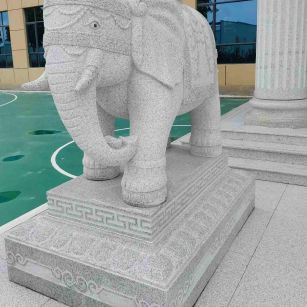 宿州 白麻花岗岩动物异形石雕-大象