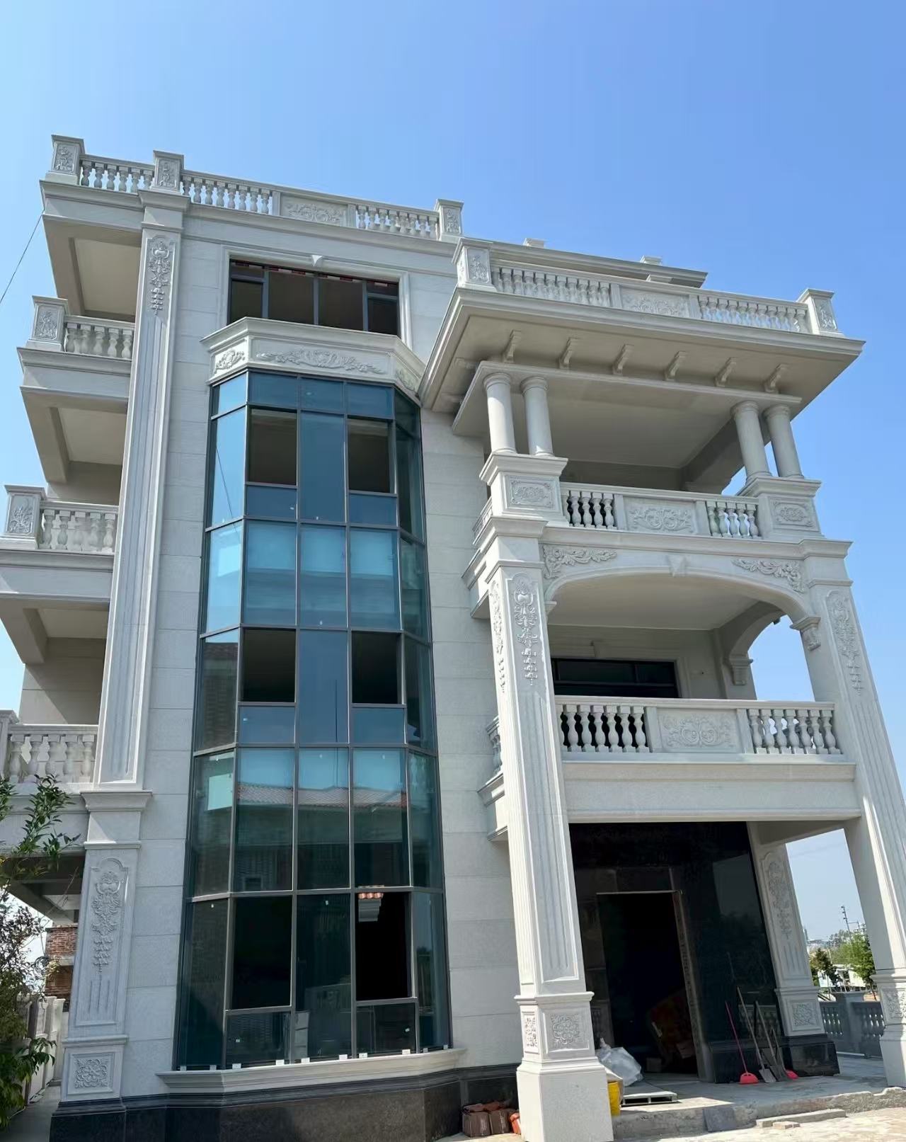 宿州 白麻花岗岩别墅外墙干挂效果展示