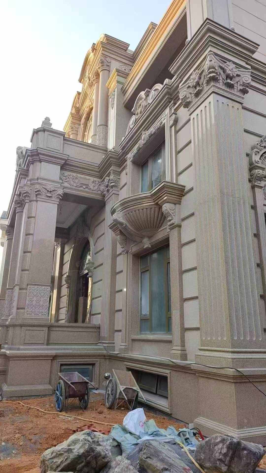 宿州 黄金麻花岗岩光面别墅外墙干挂施工完成