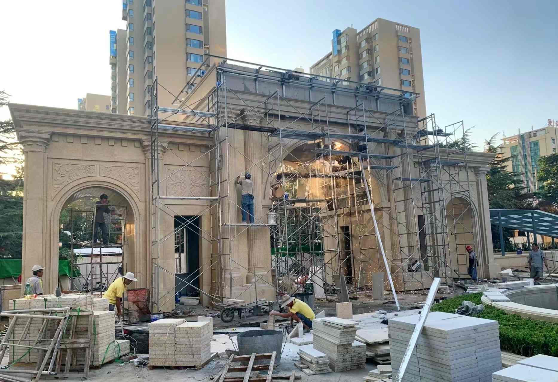 宿州 黄金麻荔枝面花岗岩小区门楼外墙干挂