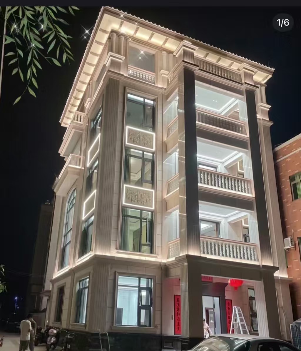 宿州 芝麻白花岗岩别墅外墙夜间效果