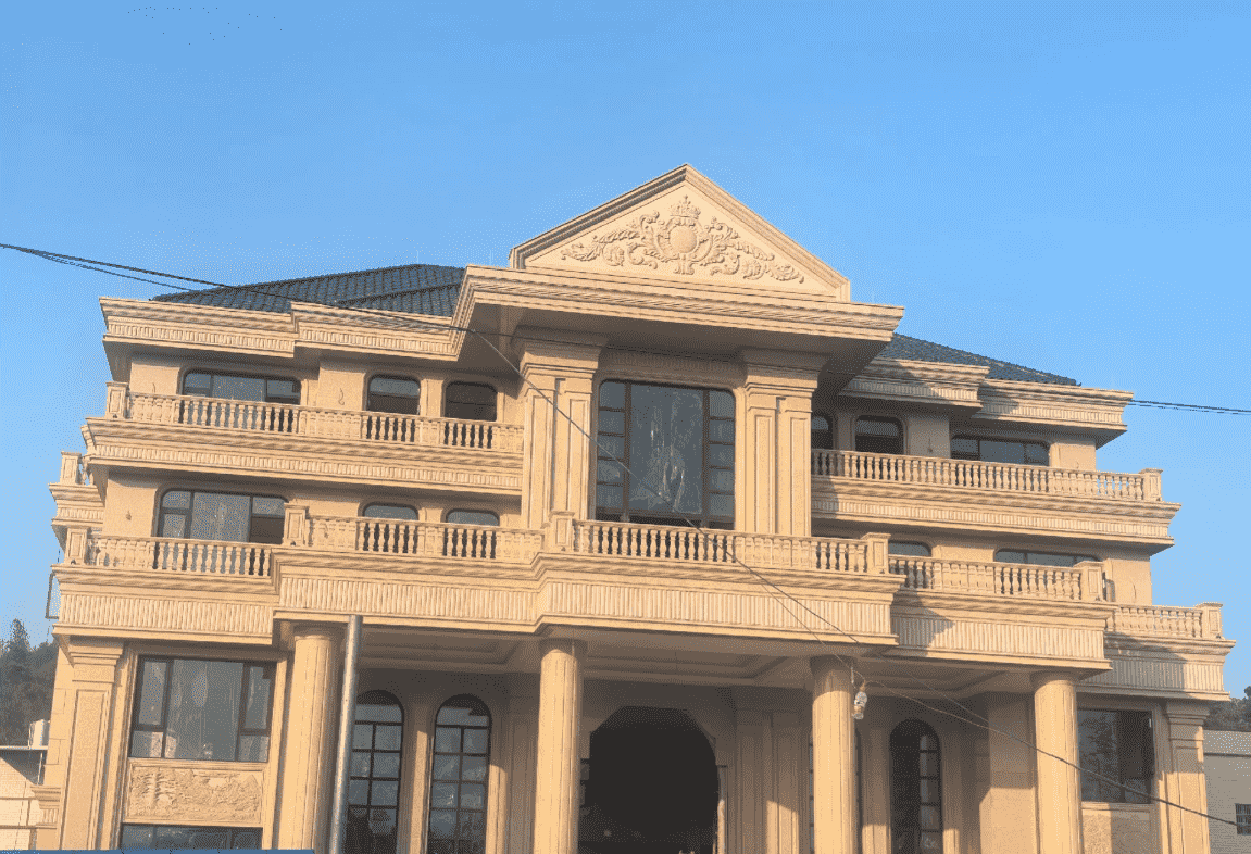 宿州黄金麻别墅外墙干挂石材效果示例